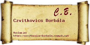 Czvitkovics Borbála névjegykártya